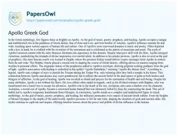 Essay on Apollo Greek God