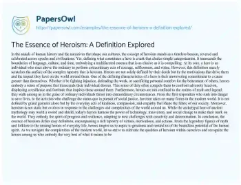 Essay on The Essence of Heroism: a Definition Explored