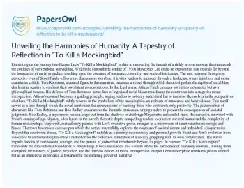 Essay on Unveiling the Harmonies of Humanity: a Tapestry of Reflection in “To Kill a Mockingbird”