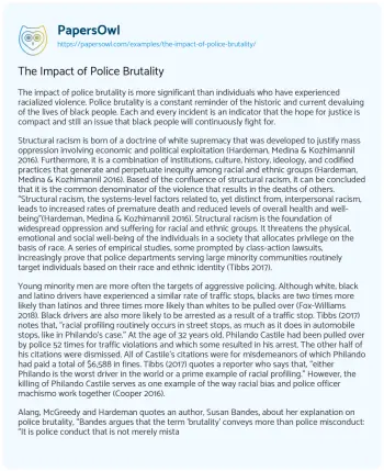 Essay on The Impact of Police Brutality