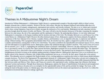 Essay on Themes in a Midsummer Night’s Dream