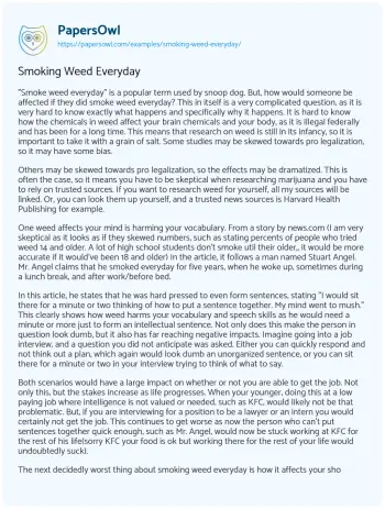 Essay on Smoking Weed Everyday