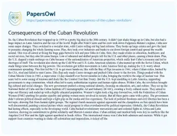 Essay on Consequences of the Cuban Revolution