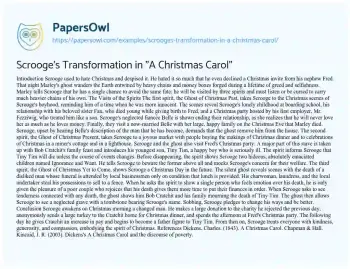 Essay on Scrooge’s Transformation in “A Christmas Carol”