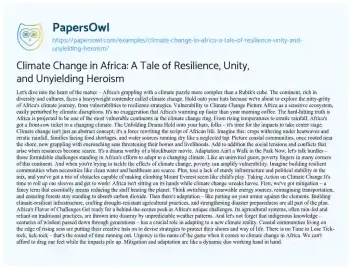 Essay on Climate Change in Africa: a Tale of Resilience, Unity, and Unyielding Heroism