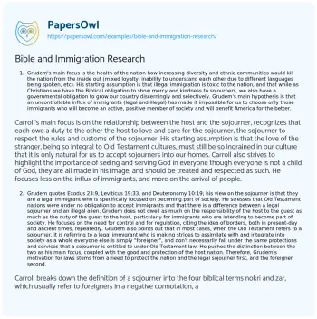 Essay on Bible and Immigration Research