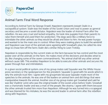 Essay on Animal Farm: Final Word Response