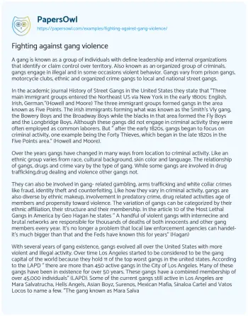 Essay on Fighting against Gang Violence