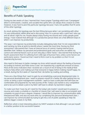 Essay on Benefits of Public Speaking