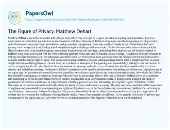 Essay on The Figure of Privacy: Matthew Dehart