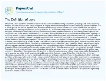 Essay on The Definition of Love