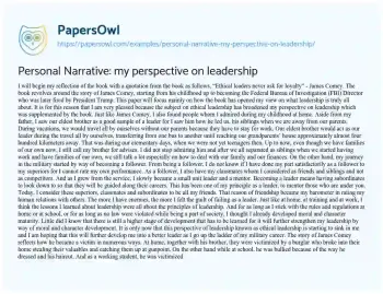 Essay on Personal Narrative: my Perspective on Leadership