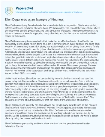 Essay on Ellen Degeneres as an Example of Kindness