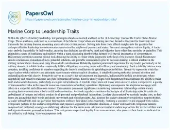 Essay on Marine Corp 14 Leadership Traits