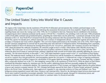 Essay on The United States’ Entry into World War II: Causes and Impacts