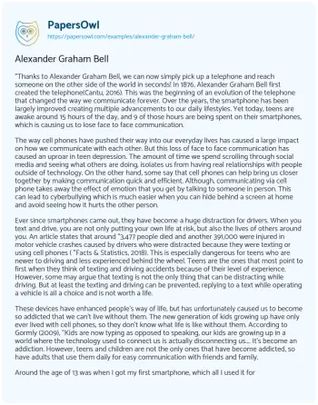 Essay on Alexander Graham Bell