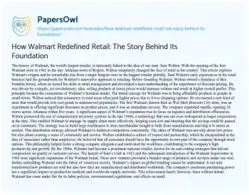 Essay on How Walmart Redefined Retail: the Story Behind its Foundation