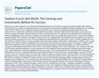 Essay on Stephen Curry’s Net Worth: the Earnings and Investments Behind his Success