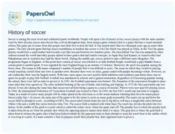 Essay on History of Soccer