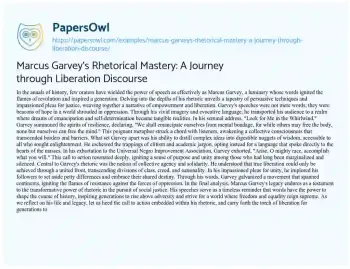 Essay on Marcus Garvey’s Rhetorical Mastery: a Journey through Liberation Discourse