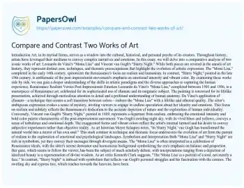 Essay on Compare and Contrast Two Works of Art