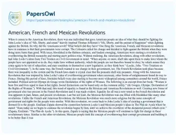 Essay on American, French and Mexican Revolutions