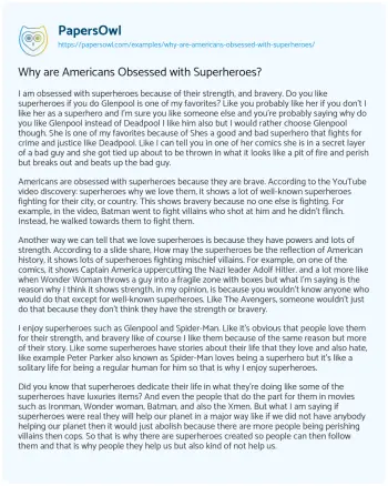 Essay on Why are Americans Obsessed with Superheroes?