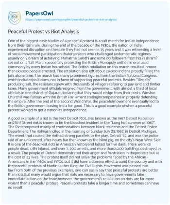 Essay on Peaceful Protest Vs Riot Analysis