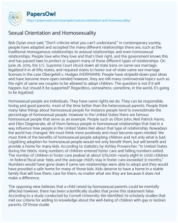 Essay on Sexual Orientation and Homosexuality