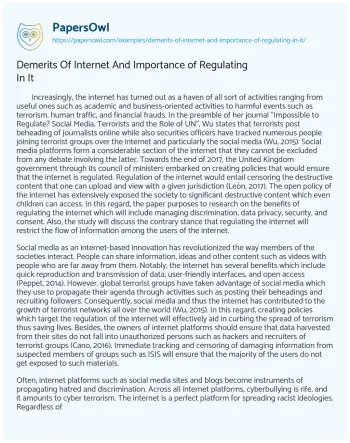 Essay on Demerits of Internet and Importance of Regulating in it