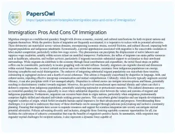 Essay on Immigration: Pros and Cons of Immigration