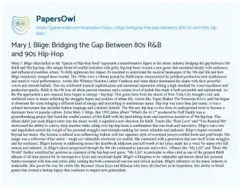 Essay on Mary J. Blige: Bridging the Gap between 80s R&B and 90s Hip-Hop