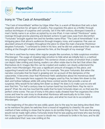 Essay on Irony in “The Cask of Amontillado”