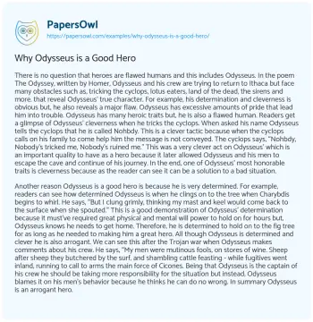 Essay on Why Odysseus is a Good Hero