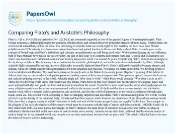 Essay on Comparing Plato’s and Aristotle’s Philosophy