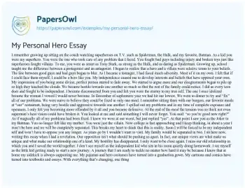 Essay on My Personal Hero Essay