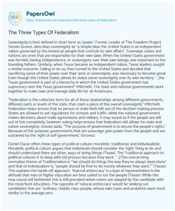 Essay on The Three Types of Federalism