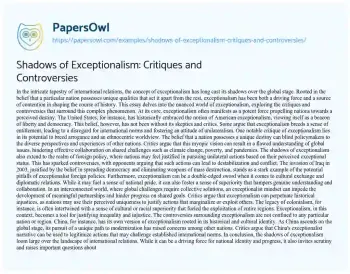 Essay on Shadows of Exceptionalism: Critiques and Controversies