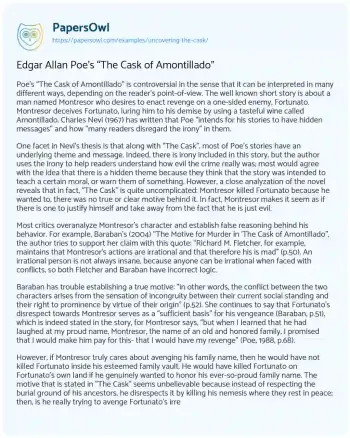 Essay on Edgar Allan Poe’s “The Cask of Amontillado”