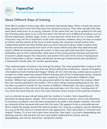 Essay on About Different Ways of Grieving