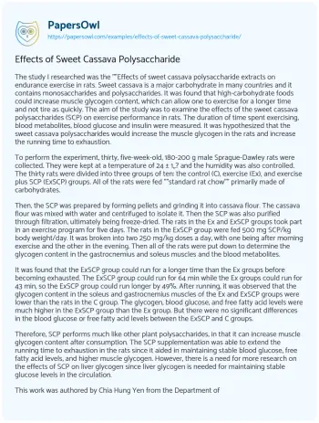 Essay on Effects of Sweet Cassava Polysaccharide