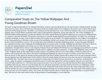 Essay on Comparative Study on the Yellow Wallpaper and Young Goodman Brown