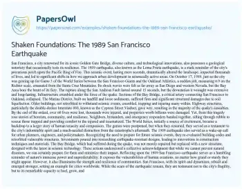 Essay on Shaken Foundations: the 1989 San Francisco Earthquake