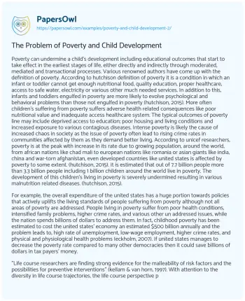 Essay on The Problem of Poverty and Child Development