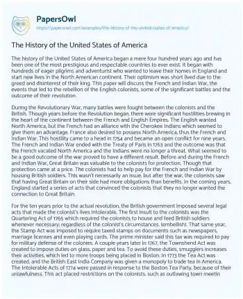 Essay on The History of the United States of America