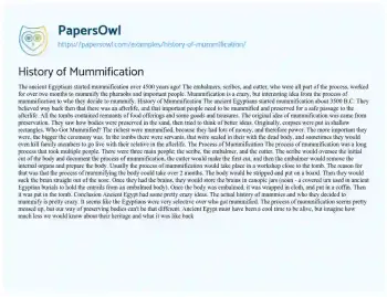 Essay on History of Mummification