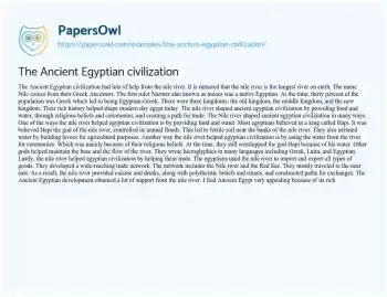 Essay on The Ancient Egyptian Civilization