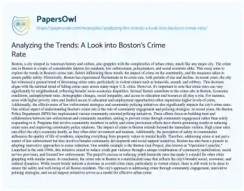 Essay on Analyzing the Trends: a Look into Boston’s Crime Rate