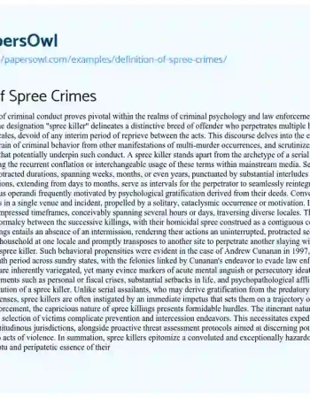 Essay on Definition of Spree Crimes