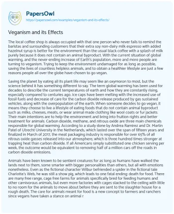 Essay on Veganism and its Effects